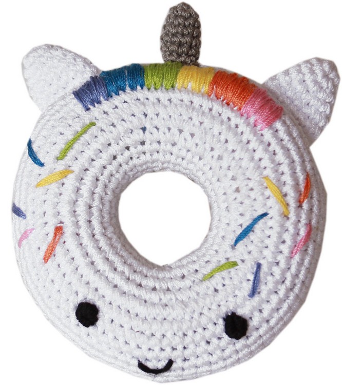 Knit Knacks Unicorn Donut Organic Cotton Small Dog Toy